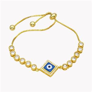 Copper Eveil Eye Bracelet Pave Zirconia Adjustable 18K Gold Plated, approx 15mm, 5mm, 24cm length [FN49401]