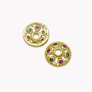 Copper Beadcaps Pave Zirconia Gold Plated, approx 8mm [FN49417]