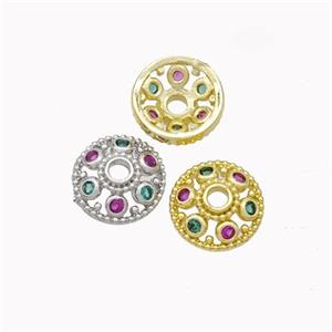 Copper Beadcaps Pave Zirconia Mixed, approx 8mm [FN49418]