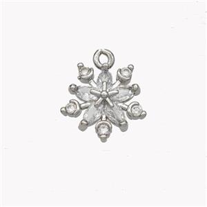 Copper Flower Pendant Pave Zirconia Platinum Plated, approx 11mm [FN49419]