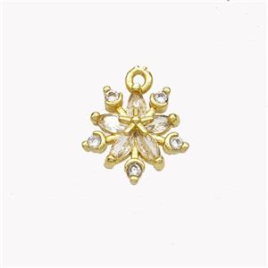 Copper Flower Pendant Pave Zirconia Gold Plated, approx 11mm [FN49420]