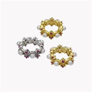 Copper Rings Beads Pave Pearlized Resin Mixed, approx 12mm [FN49426]
