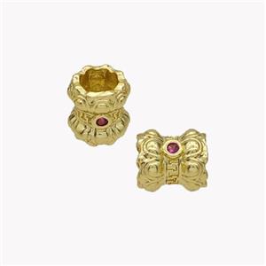 Copper Tube Beads Pave Zirconia Gold Plated, approx 7-8mm, 3mm hole [FN49431]
