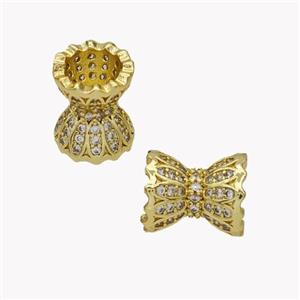 Copper Beadcaps Micropave Zircoonia Gold Plated, approx 10-12.5mm, 3mm hole [FN49433]