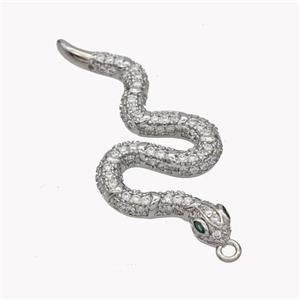 Copper Snake Pendant Pave Zirconia Platinum Plated, approx 16.5-35mm [FN49439]