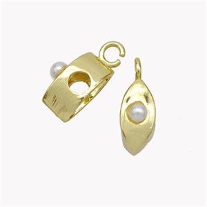 Copper Leaf Bail Pave Pearlized Resin Gold Plated, approx 5-12mm [FN49445]