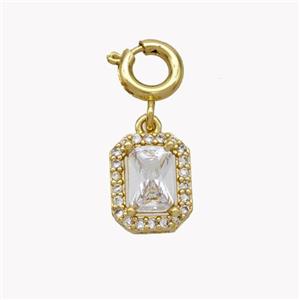 Copper Rectangle Pendant Pave Crystal Glass Zirconia Gold Plated, approx 7.5-9mm, 6mm dia [FN49447]