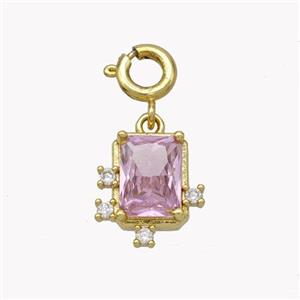 Copper Rectangle Pendant Pave Crystal Glass Gold Plated, approx 10mm, 6mm dia [FN49449]