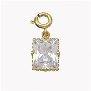 Copper Rectangle Pendant Pave Crystal Glass Gold Plated, approx 9-11mm, 6mm dia [FN49450]