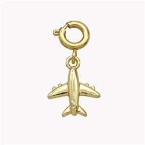 Copper Airplane Pendant Gold Plated, approx 10mm, 6mm dia [FN49453]
