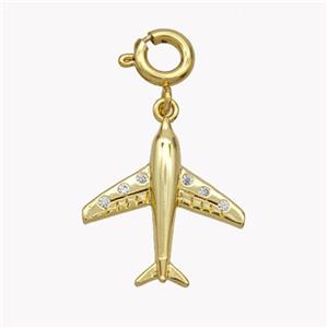 Copper Airplane Pendant Pave Zirconia Gold Plated, approx 16mm, 6mm dia [FN49455]