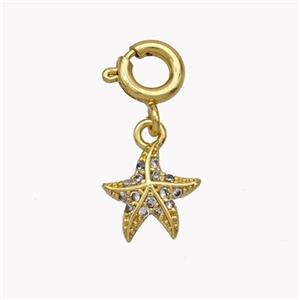 Copper Starfish Pendant Pave Zirconia Gold Plated, approx 8mm, 6mm dia [FN49456]