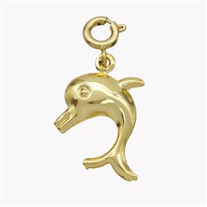 Copper Dolphin Pendant Gold Plated, approx 15-18mm, 6mm dia [FN49463]