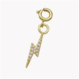 Copper Lightning Pendant Pave Zirconia Gold Plated, approx 4-16mm, 6mm dia [FN49466]