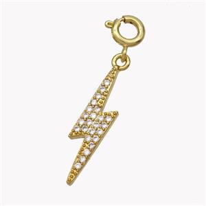 Copper Lightning Pendant Pave Zirconia Gold Plated, approx 6-22mm, 6mm dia [FN49467]