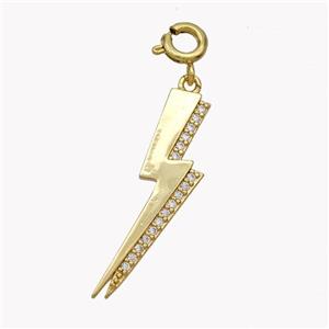 Copper Lightning Pendant Pave Zirconia Gold Plated, approx 11-30mm, 6mm dia [FN49468]