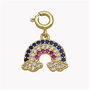 Copper Rainbow Pendant Pave Zirconia Gold Plated, approx 10-14mm, 6mm dia [FN49474]