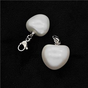 White Pearlized Resin Heart Pendant, approx 15mm, 10mm [FN49477-15MM]