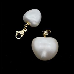 White Pearlized Resin Heart Pendant, approx 15mm, 10mm [FN49478-15MM]