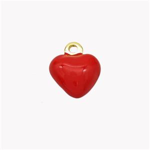 Copper Heart Pendant Red Enamel Gold Plated, approx 10mm [FN49492]