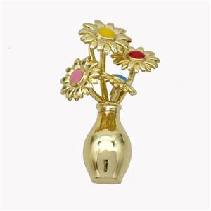 Copper Flower Pendant Multicolor Enamel Plant Gold Plated, approx 18-30mm [FN49529]
