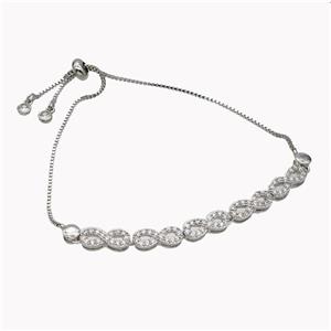 Copper Bracelet Pave Zirconia Infinity Adjustable Platinum Plated, approx 6-80mm, 1.2mm, 26cm length [FN49555]