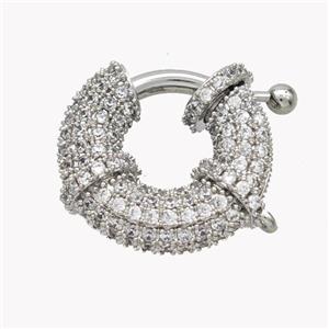 Copper Clasp Micropave Zirconia Platinum Plated, approx 22mm dia [FN49560]