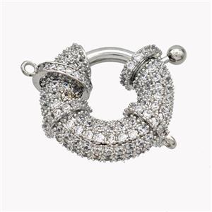 Copper Clasp Micropave Zirconia Platinum Plated, approx 10mm, 22mm dia [FN49562]