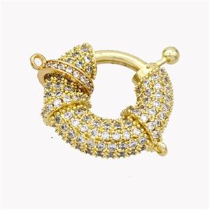 Copper Clasp Micropave Zirconia Gold Plated, approx 10mm, 22mm dia [FN49563]