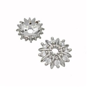 Copper Beadcaps Pave Zirconia Platinum Plated, approx 12mm [FN49564-12MM]