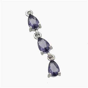 Copper Teardrop Pendant Pave Zirconia Platinum Plated, approx 5-25mm [FN49566]