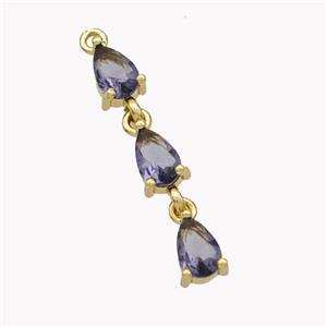 Copper Teardrop Pendant Pave Zirconia Gold Plated, approx 5-25mm [FN49567]