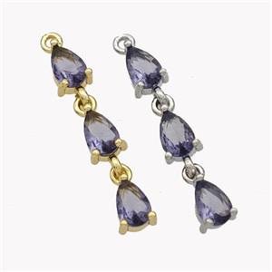 Copper Teardrop Pendant Pave Zirconia Mixed, approx 5-25mm [FN49568]
