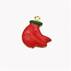 Copper Banana Pendant Red Enamel Gold Plated, approx 12-14mm [FN49574]