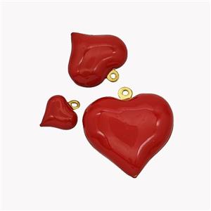 Copper Heart Pendant Red Enamel Gold Plated, approx 17mm [FN49577-17MM]