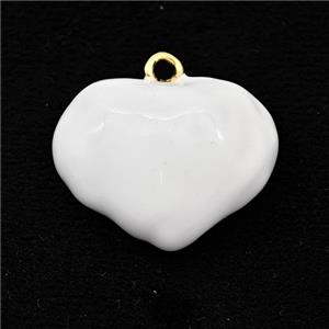 Copper Heart Pendant White Enamel Gold Plated, approx 25-30mm [FN49578-L]