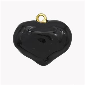Copper Heart Pendant Black Enamel Gold Plated, approx 25-30mm [FN49579-L]