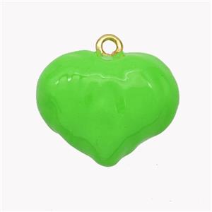 Copper Heart Pendant Green Enamel Gold Plated, approx 25-30mm [FN49581-L]
