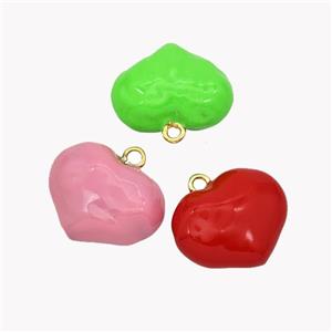 Copper Heart Pendant Enamel Gold Plated Mixed, approx 21mm [FN49582-S]