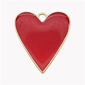 Copper Heart Pendant Red Enamel Gold Plated, approx 23-26mm [FN49584]