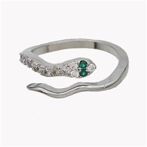 Copper Snake Rings Pave Zirconia Platinum Plated, approx 4mm, 18mm dia [FN49592]