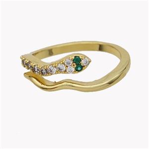 Copper Snake Rings Pave Zirconia Gold Plated, approx 4mm, 18mm dia [FN49593]