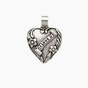 Copper Heart Pendant ILoveU Antique Silver, approx 13mm [FN49615]