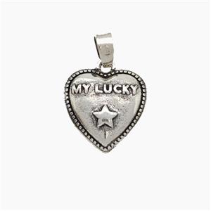 Copper Heart Pendant MyLucky Antique Silver, approx 13mm [FN49617]
