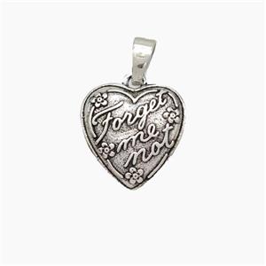 Copper Heart Pendant ForgetMeNot Antique Silver, approx 13mm [FN49619]