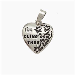 Copper Heart Pendant IwillClingToThee Antique Silver, approx 13mm [FN49621]
