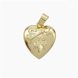 Copper Heart Key Pendant Gold Plated, approx 13mm [FN49626]