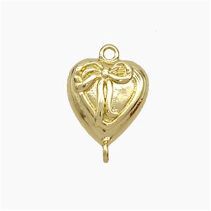 Copper Heart Connector Bowknot Gold Plated, approx 11-12mm [FN49628]