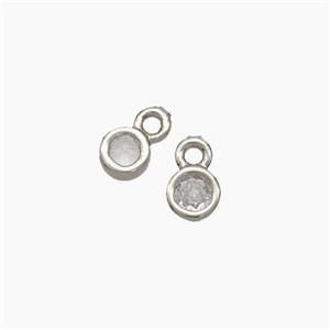Copper Coin Pendant Pave Zirconia Platinum Plated, approx 4mm [FN49635]