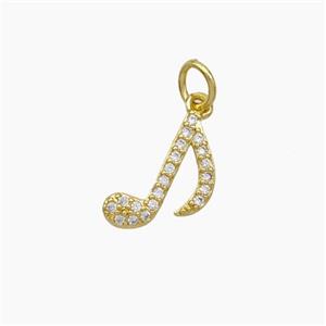 Copper Musical Note Pendant Pave Zirconia Gold Plated, approx 10-14mm [FN49638]